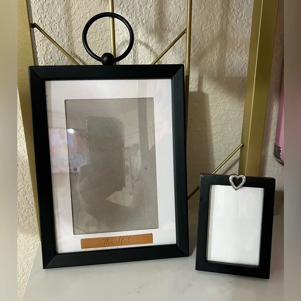 2 PC Picture Frame Set -Hanging Thankful and Desktop Filigree Heart